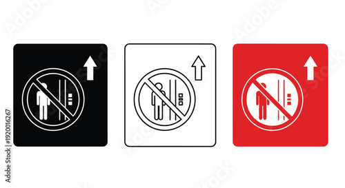 Prohibition signs with human figure presented in multiple color schemes silhouette