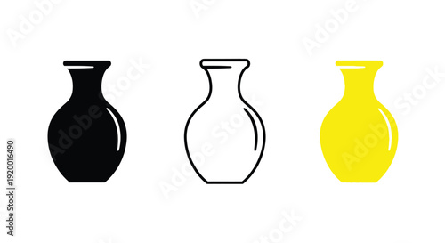 Three vases in varying color schemes a striking silhouette