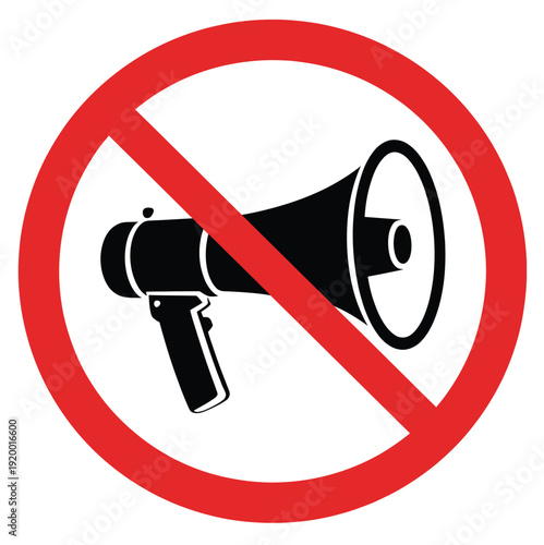 No megaphone sign vector illustrating silence, protest restriction, and prohibition of loud noise in public areas