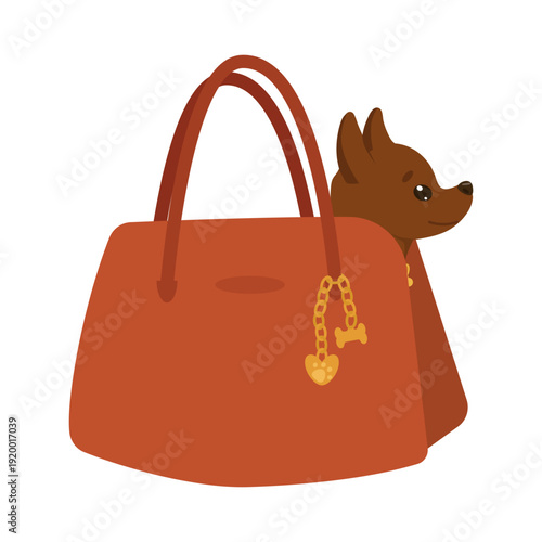 Cute Dog in Orange Purse Vector Illustration