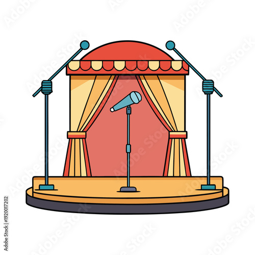 Comedy show stage with microphone illustration for national tell a joke day