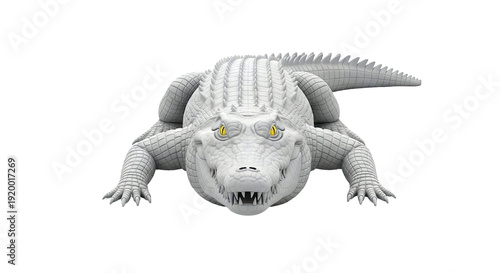 3D Render of a Gray Alligator Model on a White Background