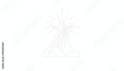 Jesus Christ Ascending to Heaven, Divine Light, Religious Symbolism, Clouds