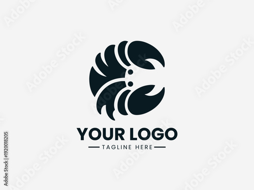 Crab Croissant black vector logo