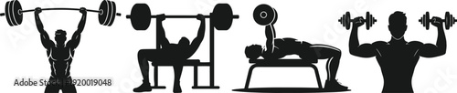Silhouette of people working out with weights in a gym