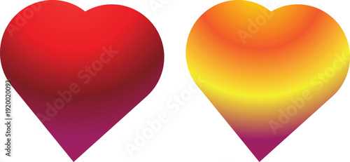 Red and gold shiny 3D hearts illustration for Valentine’s Day love and romance design