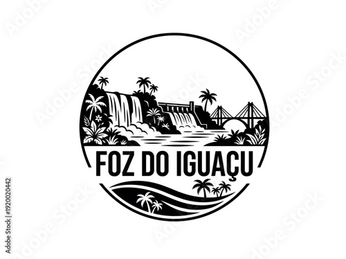 Foz do Iguacu city of Brazil skyline emblem with landmarks city of Mexico skyline emblem with landmarks