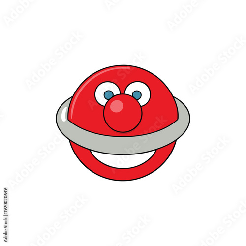Funny red face with blue nose and big smile, national tell a joke day