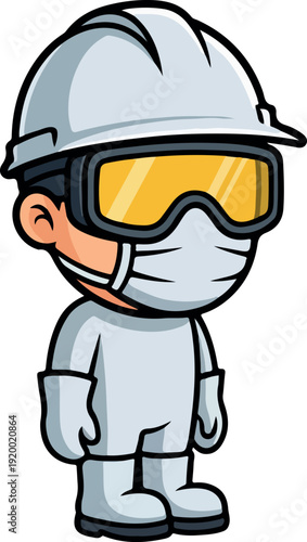 Safety Worker Wearing Full Personal Protective Equipment