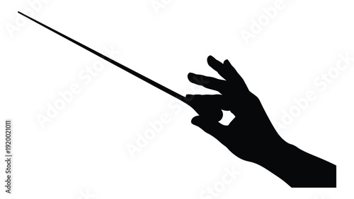 Conductor's hand holding a baton in mid-gesture isolated on white background, Vector
