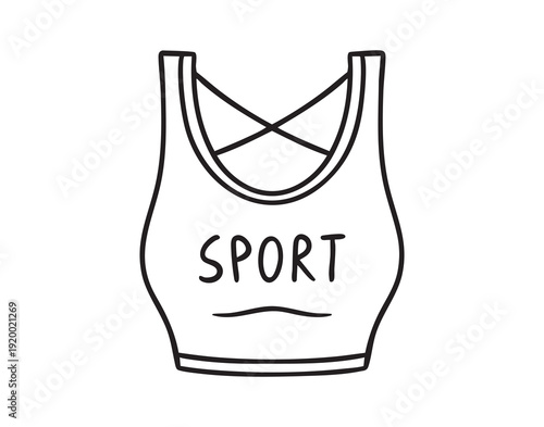 Sports bra doodle hand drawn icon. Sport bra Outline drawing women crop top line clipart symbol.