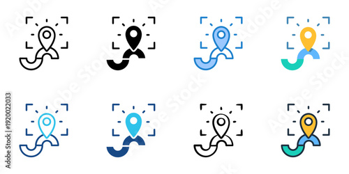 Market Positioning icons set multiple style collection. Editable stroke 
