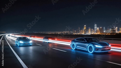 Wallpaper Mural Electric cars on highway at night Torontodigital.ca