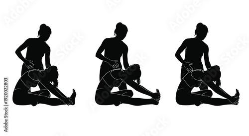 Floor cleaning worker silhouettes with machine