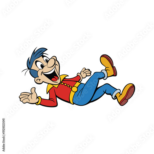 Happy man lying down, celebrating National Tell a Joke Day success