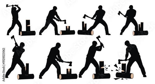 Construction Worker Using Jackhammer Silhouettes