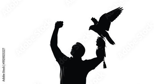 Falconer with Bird of Prey Silhouette