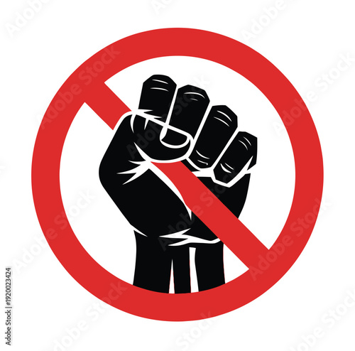 No violence fist icon vector illustrating forbidden sign, stop fighting, aggression, and nonviolence pacifism concept