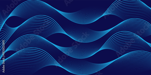 Abstract blue background with glowing curved lines. Shiny blue swirl curve lines design. Spiral lines. Geometric oval pattern. Futuristic technology concept. Vector illustration