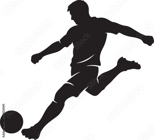 Illustration of silhouette of a soccer player kicking a ball