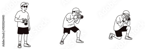 Photographer taking pictures in different poses