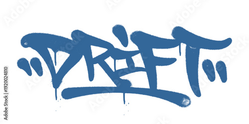 Drift Graffiti Tag Spray Paint Design. Bold Blue Typography with Realistic Paint Drips and Gritty Texture for Street Culture.