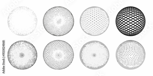 A series of grayscale circular patterns with varying densities