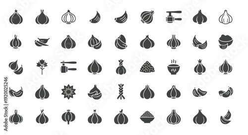 Garlic Icons Set: Freshness, Flavor, and Culinary Delights