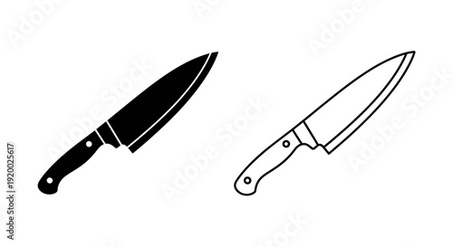 Two knives, one black and one white, isolated on a white background Vector
