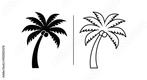 Two palm trees illustration, vector design, tropical plants, beach scenery, summer vibes Vector