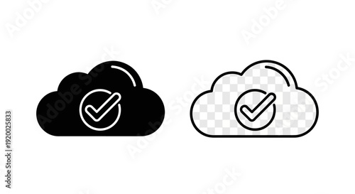 Checkmark cloud icons set, vector illustration, minimalist design, simple graphic Vector