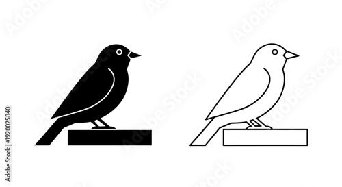 Black and white bird silhouettes on perches, minimalist bird design, vector illustration Vector