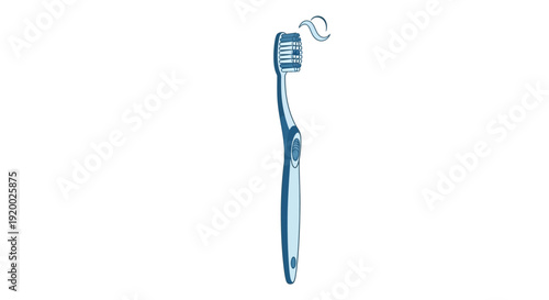 A blue toothbrush with swirling toothpaste minimalist silhouette