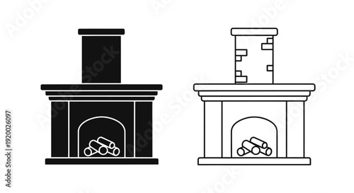 Modern and classic fireplace designs for home interior decoration and architecture Vector