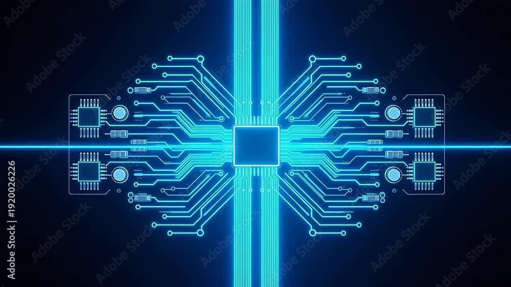 custom made wallpaper toronto digitalBlue glowing circuit board design