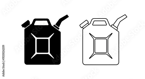 Black and white jerry can illustration, fuel container, gas can, oil can, portable tank Vector