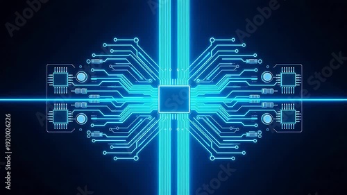 Wallpaper Mural Blue glowing circuit board design Torontodigital.ca