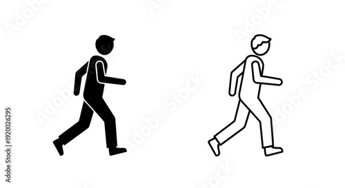 Two people walking, one in black and one in white, side by side, black and white Vector