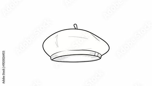 Hand-drawn sketch of a classic beret hat, artistic and stylish headwear