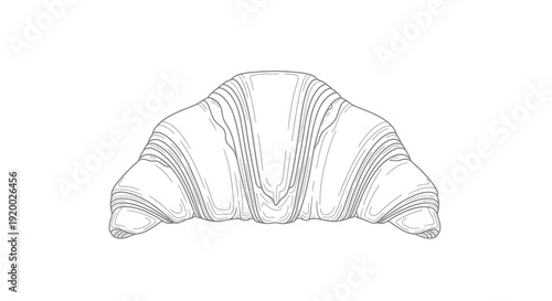 Hand-drawn sketch of a croissant, isolated on white background, bakery food illustration