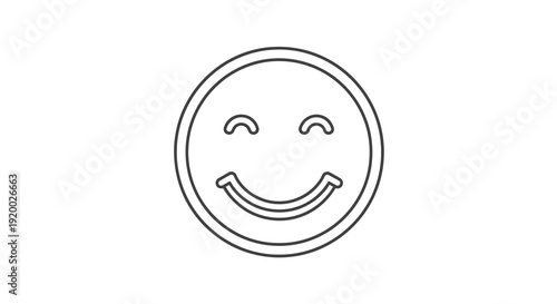 Simple line drawing of a smiling face circular design silhouette