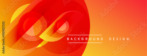 Abstract orange, red gradients create dynamic circular shapes. Modern design feels energetic, vibrant, suitable for backgrounds.