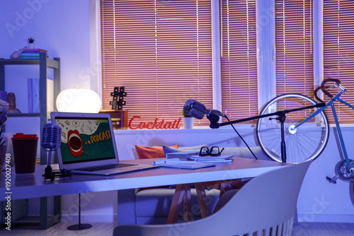 Podcaster's workplace with ...