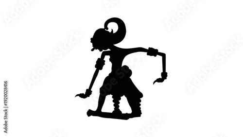 Traditional Puppet Silhouette Isolated on Light Background