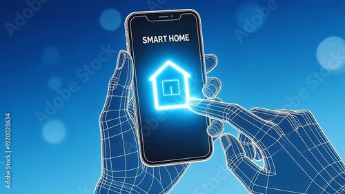 Wallpaper Mural Hands holding smartphone with smart home app Torontodigital.ca