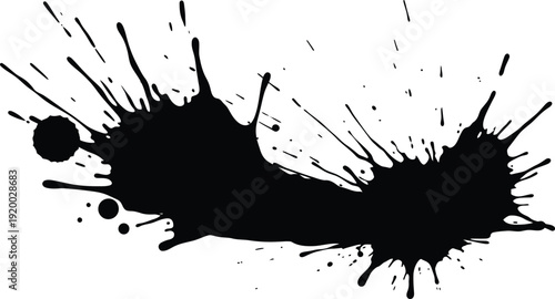 black ink splatter on white background