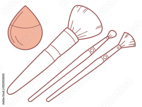 Makeup Brush and Beauty Blender Vector Illustration