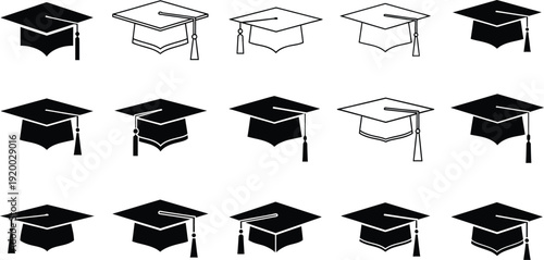 Academic Graduation Caps Icon Variety Pack