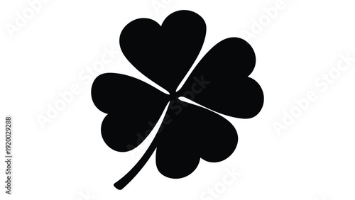A detailed illustration of a four-leaf clover with a prominent stem. isolated on white background, Vector
