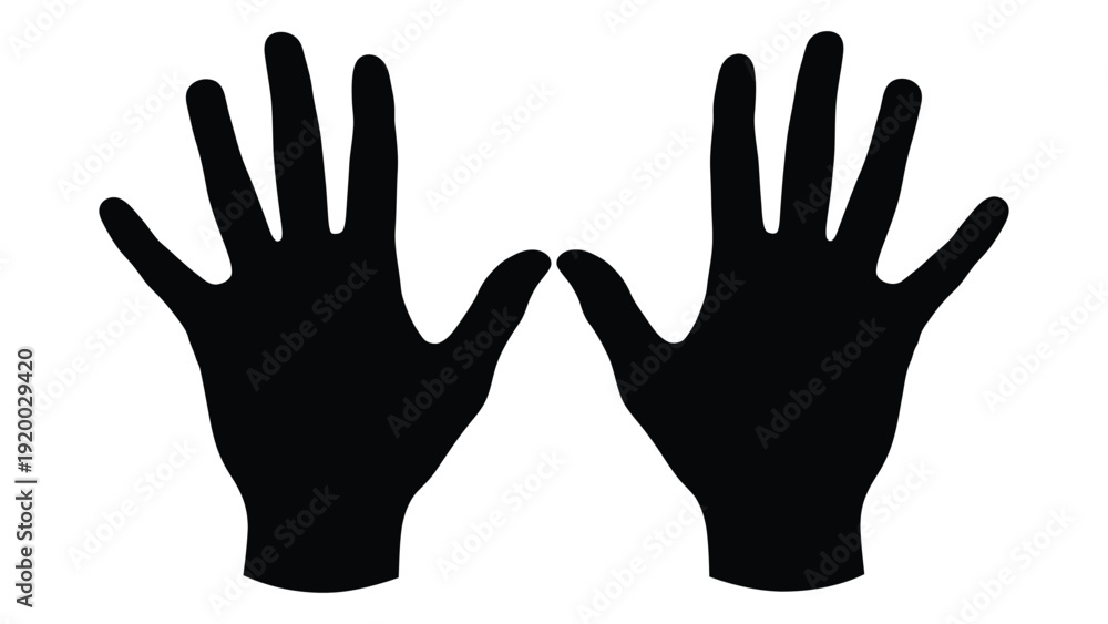 Fototapeta premium Two black hand silhouettes displayed against a white background. isolated on white background, Vector